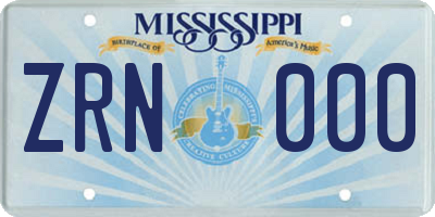 MS license plate ZRN000