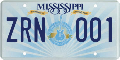 MS license plate ZRN001