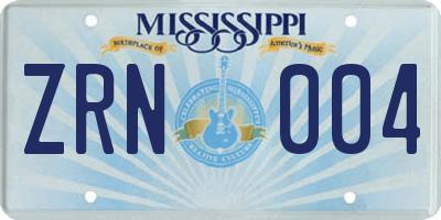 MS license plate ZRN004