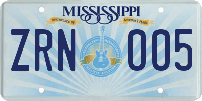 MS license plate ZRN005
