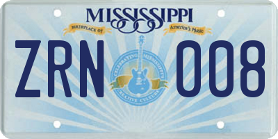 MS license plate ZRN008