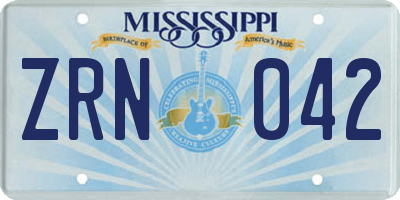 MS license plate ZRN042
