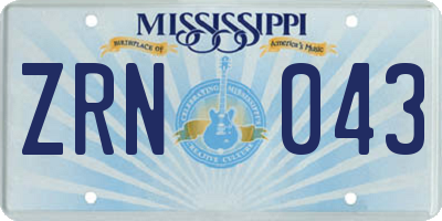 MS license plate ZRN043