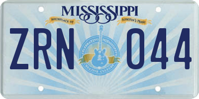 MS license plate ZRN044