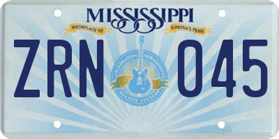 MS license plate ZRN045