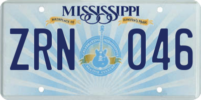 MS license plate ZRN046