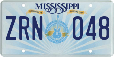MS license plate ZRN048