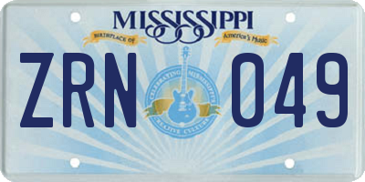 MS license plate ZRN049