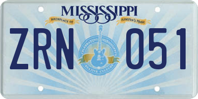 MS license plate ZRN051