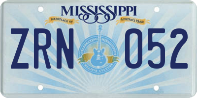 MS license plate ZRN052