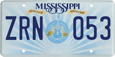 MS license plate ZRN053