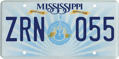 MS license plate ZRN055