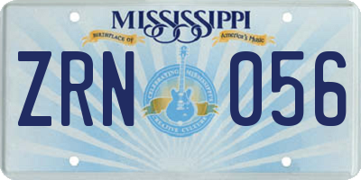 MS license plate ZRN056