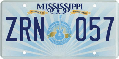 MS license plate ZRN057