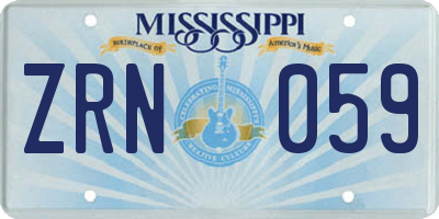 MS license plate ZRN059