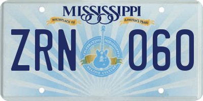 MS license plate ZRN060