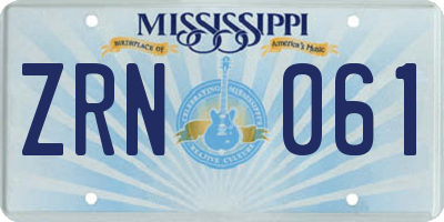 MS license plate ZRN061