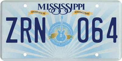 MS license plate ZRN064
