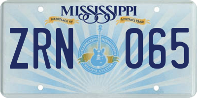 MS license plate ZRN065