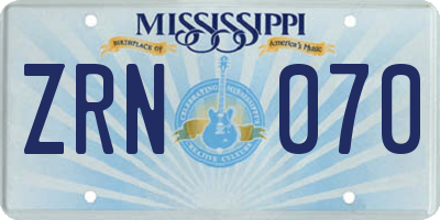 MS license plate ZRN070