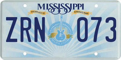 MS license plate ZRN073
