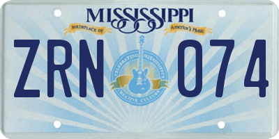 MS license plate ZRN074