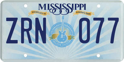 MS license plate ZRN077