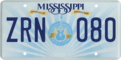 MS license plate ZRN080