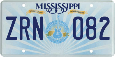 MS license plate ZRN082