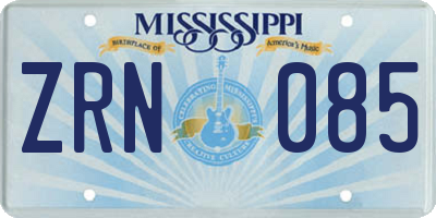 MS license plate ZRN085