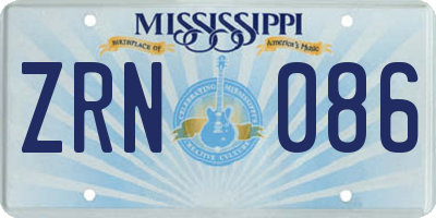 MS license plate ZRN086