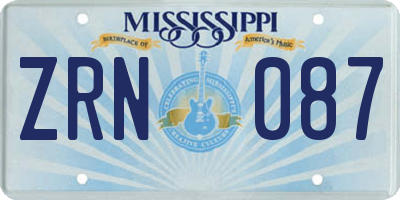 MS license plate ZRN087
