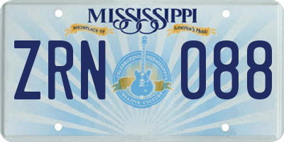 MS license plate ZRN088