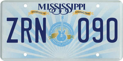 MS license plate ZRN090