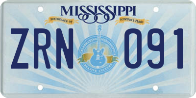 MS license plate ZRN091