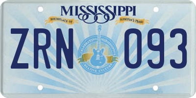 MS license plate ZRN093