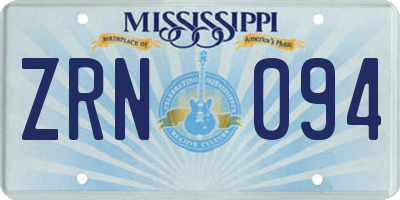 MS license plate ZRN094