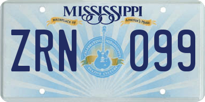 MS license plate ZRN099