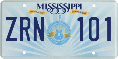 MS license plate ZRN101