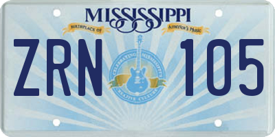 MS license plate ZRN105