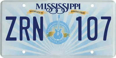 MS license plate ZRN107