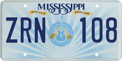 MS license plate ZRN108