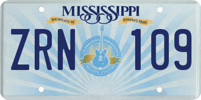 MS license plate ZRN109