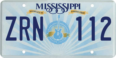 MS license plate ZRN112