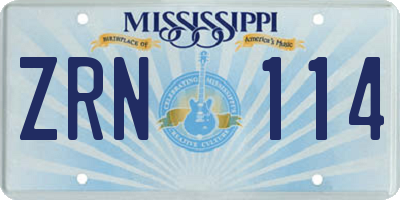 MS license plate ZRN114