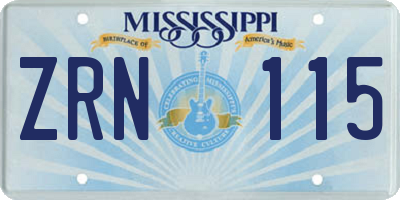MS license plate ZRN115