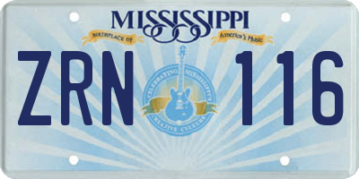 MS license plate ZRN116