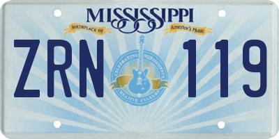 MS license plate ZRN119
