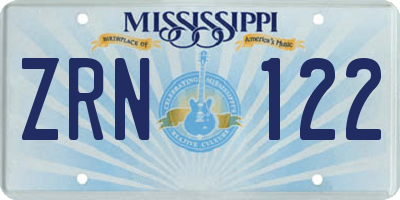 MS license plate ZRN122