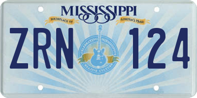 MS license plate ZRN124